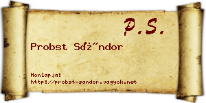 Probst Sándor névjegykártya